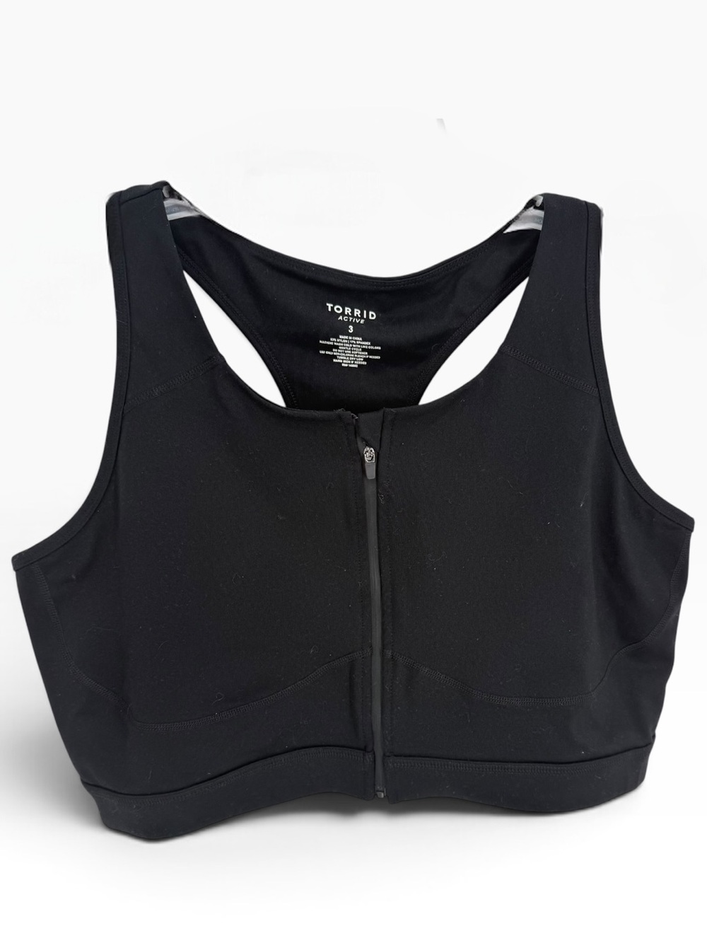 Torrid Tru Low Impact Wireless Black Front-Zip Sports Bra Women’s size 3X
